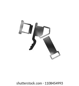 Electric vehicle charger icon in halftone style. Black and white monochrome vector illustration.