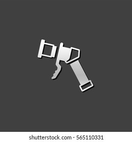 Electric vehicle charger icon in metallic grey color style. Eco friendly outlet