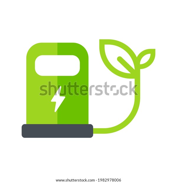 Electric vehicle charger icon. A\
platform for charging electric cars Concept of natural\
energy