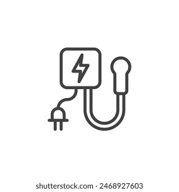 Electric Vehicle Charger line icon. linear style sign for mobile concept and web design. Electric vehicle charging station outline vector icon. Symbol, logo illustration. Vector graphics