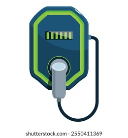 Electric vehicle charger showing charging progress, symbolizing sustainable transportation and eco friendly technology