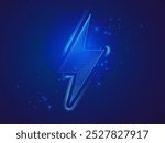 Electric vehicle charging with abstract Hologram Lightning Bolt Symbol effect light blue vector design concept. EV charging design for Electric Car, EV station, ui, business, new tech, clean energy.