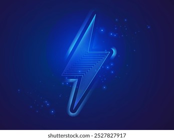 Electric vehicle charging with abstract Hologram Lightning Bolt Symbol effect light blue vector design concept. EV charging design for Electric Car, EV station, ui, business, new tech, clean energy.