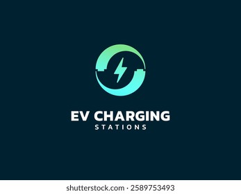 Electric vehicle charging with battery symbol circle movement twisted infinity logo vector design concept. EV charging logotype symbol for Electric Car, EV station, ui, business, clean energy, website