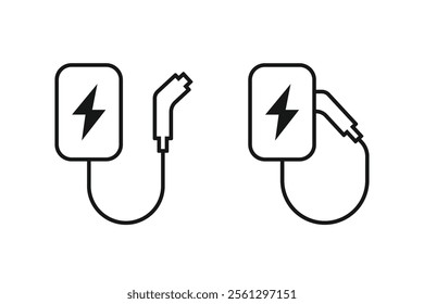 Electric vehicle charging icon. Ev charging point icon. Electric car charger icon. Vector illustration