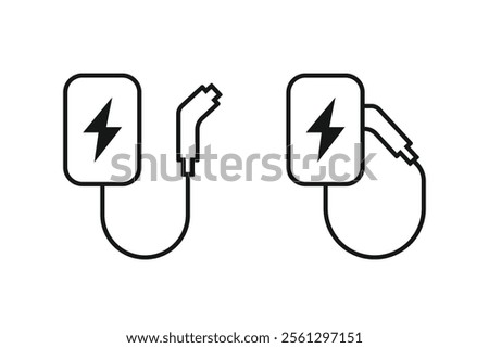 Electric vehicle charging icon. Ev charging point icon. Electric car charger icon. Vector illustration