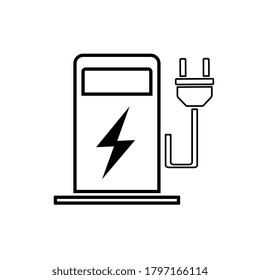 Electric vehicle charging icon, flat vector.