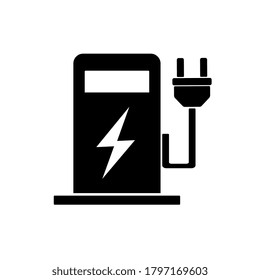 Electric vehicle charging icon, flat vector.