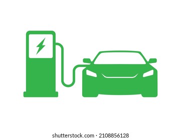 Electric vehicle charging icon isolated vector.