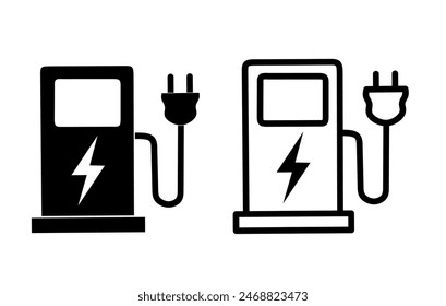 electric vehicle charging icon vector on white background