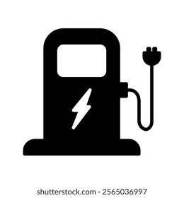 electric vehicle charging icon vector on white background
