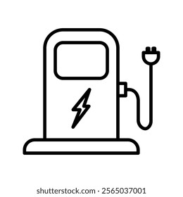 electric vehicle charging icon vector on white background
