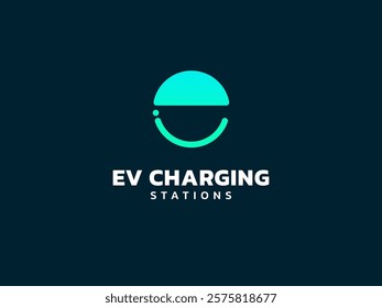 Electric vehicle charging with letter e circle shape logo vector design concept. Letter E logotype symbol for Electric Car, EV station, EV business, ui, website, clean energy, infographic, innovation.