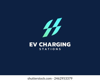 Electric vehicle charging with Lightning Bolt overlapping in Eco Leaf Symbol logo vector design concept. EV charging logotype symbol for Electric Car, EV station, ui, business, infographic, new tech