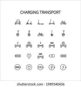 Electric Vehicle Charging Line Icon In A Simple Style. Vector sign in a simple style isolated on a white background. Original size 64x64 pixels.