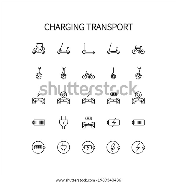 Electric Vehicle Charging Line Icon In A Simple\
Style. Vector sign in a simple style isolated on a white\
background. Original size 64x64\
pixels.