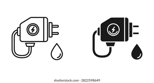 Electric vehicle charging plug icon with water drop symbol electric electricity sustainability charging alternative
