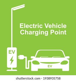 Electric vehicle charging point technology. EV charging station concept. Vector illustration.