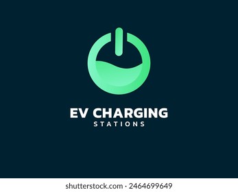 Electric vehicle charging with push start Battery charge Symbol logo vector design concept. EV charging logotype symbol for Electric Car, EV station, ui, web, ev business, infographic, new technology.