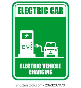 Electric vehicle charging, sign and sticker vector