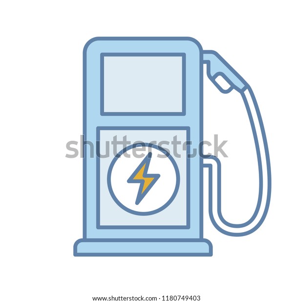 Electric vehicle charging station color\
icon. Electric car service. Car charge. Electric charging point.\
Isolated vector\
illustration