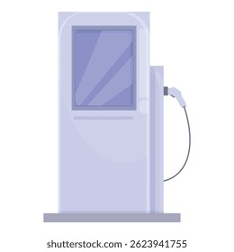 Electric vehicle charging station with a digital display showing charging information