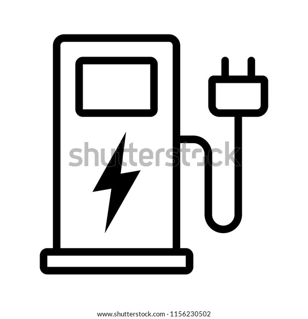 Electric\
vehicle charging station or EV charge point for electric vehicles /\
cars line art vector icon for apps and\
websites