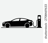 Electric vehicle charging at a station future of transportation illustration