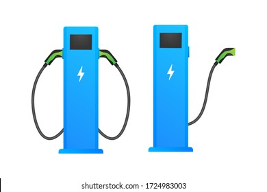 Electric vehicle charging station icon. Flat ev charge. Electric car. Vector stock illustration. svg