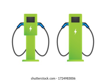 Electric vehicle charging station icon. Flat ev charge. Electric car. Vector stock illustration.