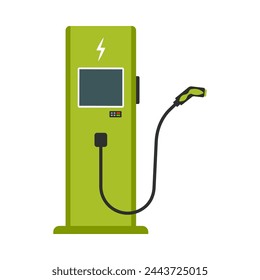 Icono de estación de carga de vehículo eléctrico. Estación de carga eléctrica ilustración vectorial. Energía verde