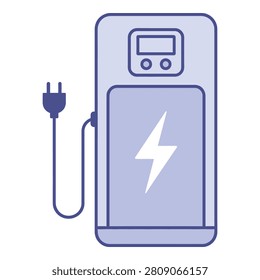 Electric vehicle charging station with a lightning bolt and plug icon