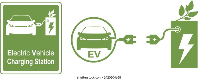 Electric Vehicle Charging Station Logo / Symbol / Template