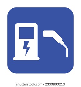 Electric vehicle charging station on white Vector
