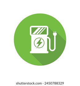 Electric vehicle charging station on white Vector