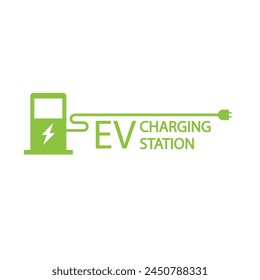 Electric vehicle charging station on white Vector