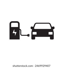 Electric vehicle charging station on white Vector