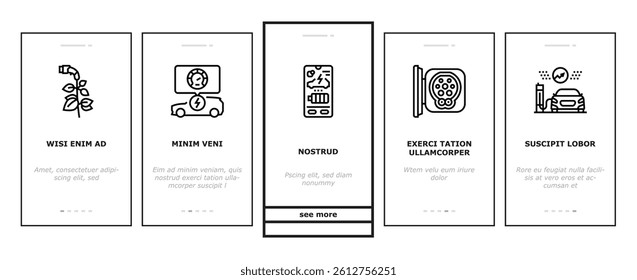 electric vehicle charging station onboarding mobile vector energy power, car battery, hybrid, green technology, auto recharge, cable automobile electric vehicle charging station illustrations