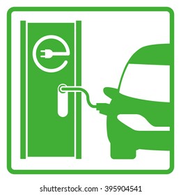 electric vehicle charging station, electric recharging point, simple icon, vector illustration
