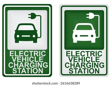 Electric vehicle charging station sign. vector