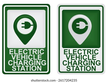 Electric vehicle charging station sign. vector