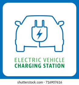 Electric Vehicle Charging Station Symbol. Electrical Car Icon. Vector Illustration.