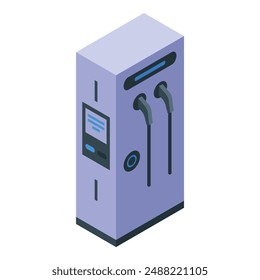Electric vehicle charging station with two plugs, offering a sustainable and eco friendly way to power vehicles