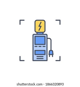 Icono o símbolo del concepto vectorial de la Estación de Carga del Vehículo Eléctrico