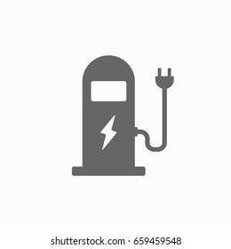 Electric vehicle charging station vector icon