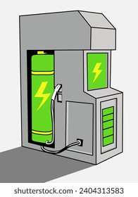 Electric vehicle charging stations isolated vector illustration