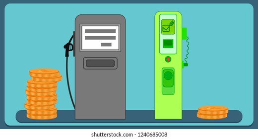 Electric Vehicle Charging Stations Save The Environment And Money, Ecology EPS 10