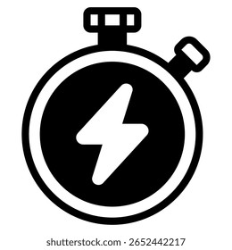 Electric vehicle charging timer icon with clock and plug symbols For web, app, infographic, etc