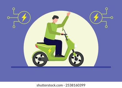 Electric vehicle concept. Colored flat vector illustration isolated.		