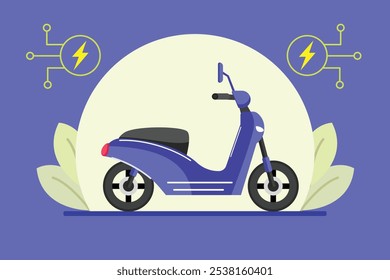 Concepto de vehículo eléctrico. Ilustración vectorial plana de color aislada.		